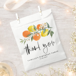 Botanical Orange and Lemon Birthday Thank You Favour Bags
