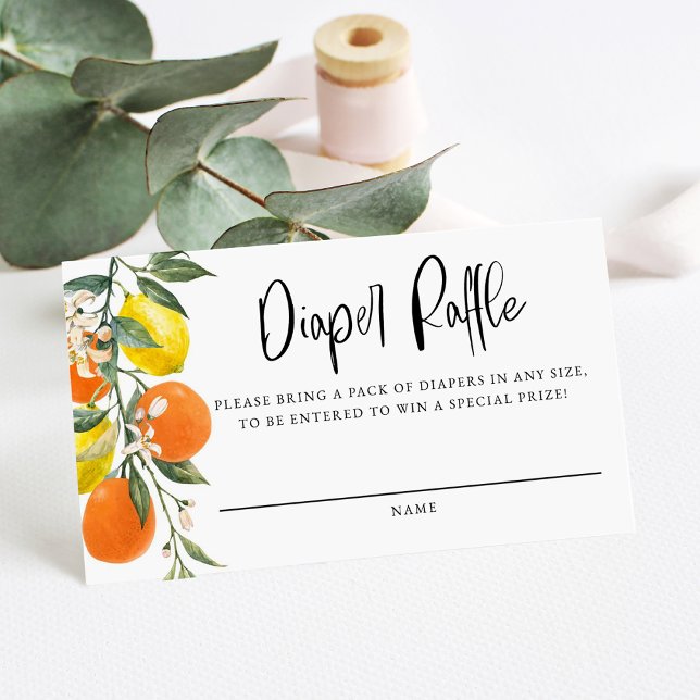 Botanical Orange and Lemon Diaper Raffle Game Enclosure Card (Creator Uploaded)