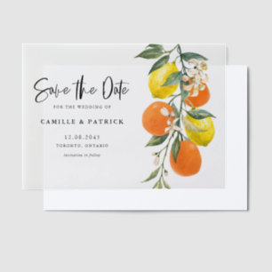 Botanical Orange and Lemon Garland Save the Date  Vellum Invitations