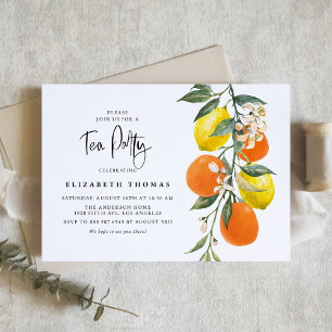 Botanical Orange and Lemon Garland Tea Party Invitation