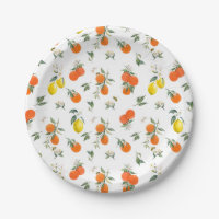 Botanical Orange and Lemon Pattern White