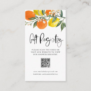 Botanical Orange and Lemon QR Code Registry Enclosure Card