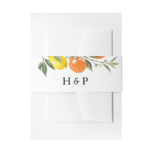 Botanical Orange and Lemon Wedding Monogram Invitation Belly Band
