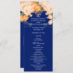 Botanical Orange and Navy Blue Floral - Program Programme