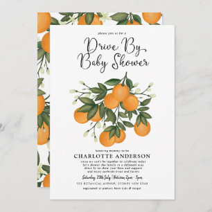 Botanical Orange Citrus Drive Thru Baby Shower Invitation