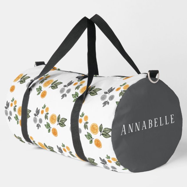 Botanical Orange Fruit Slices Duffle Bag (Left Corner)