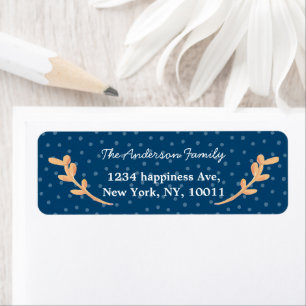 botanical orange leaf winter navy return address
