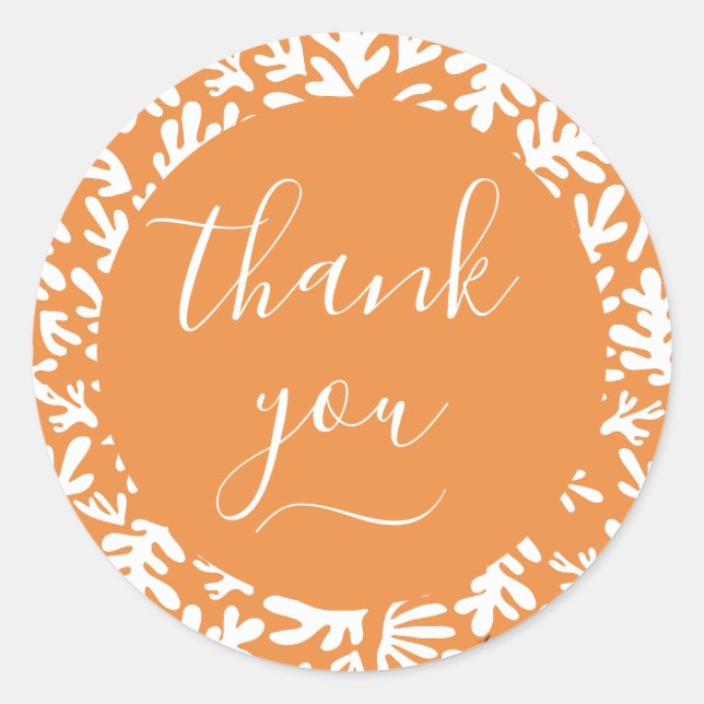 Botanical Orange Small Business Customer Thank You Classic Round Sticker (Front)