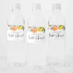 Botanical Oranges and Lemons Bridal Shower Water Bottle Label
