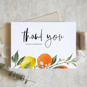 Botanical Oranges and Lemons Citrus Graduation Thank You Card