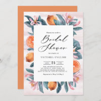 Botanical Oranges and Pink Blossoms Bridal Shower