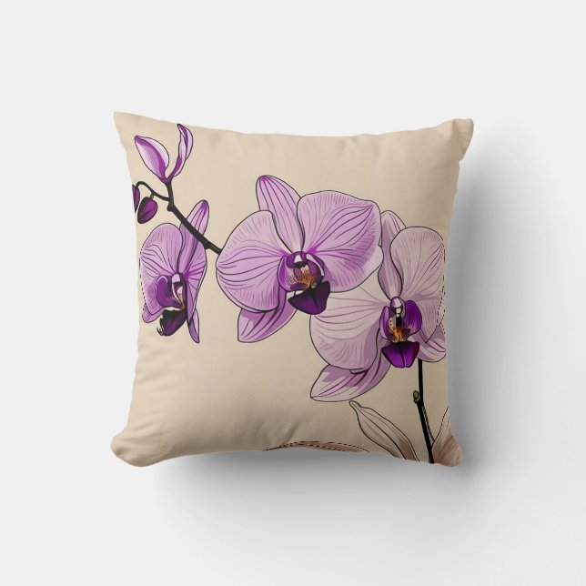 Botanical Orchid Elegant Cushion (Front)