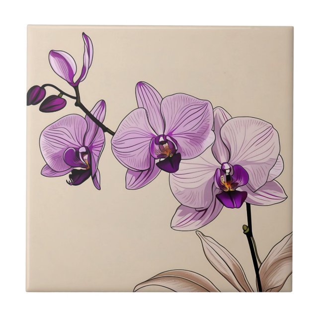 Botanical Orchid Elegant Tile (Front)