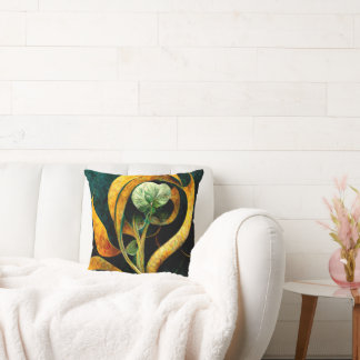 Botanical Orchid Greens & Golds Cushion