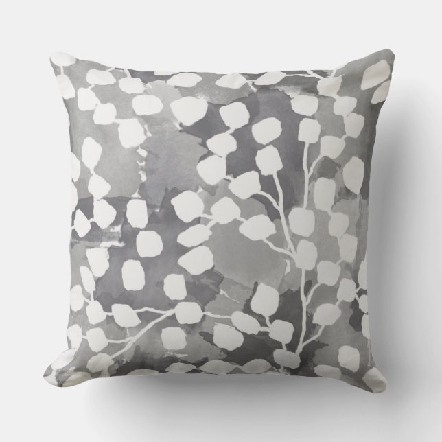 Botanical Outdoor Pillow - Grey (Front)