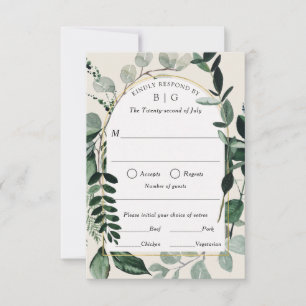 Botanical Outdoor Wedding, Beige Greenery RSVP Car Card