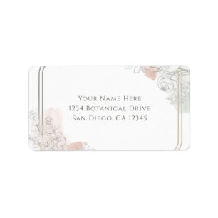 Botanical Outline Sage & Blush Floral Wedding  Label