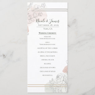 Botanical Outline Sage & Blush Floral Wedding  Menu