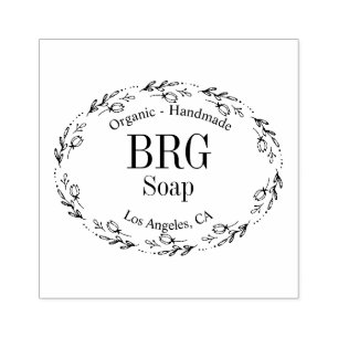 Botanical Oval   Monogrammed Organic Handmade Soap Rubber Stamp