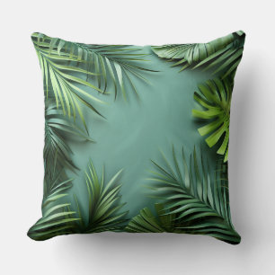 Botanical Palm Leaf Paradise Print Cushion