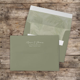 Botanical Palm Leaves Green Foliage Return Address Envelope