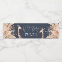 Botanical pampas grass giraffe safari navy blue