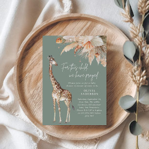 Botanical pampas grass giraffe safari sage green i invitation