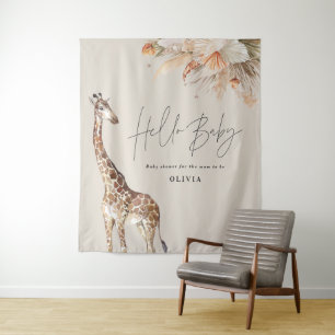 Botanical pampas grass modern giraffe safari chic tapestry