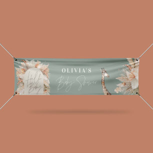 Botanical pampas grass modern rustic sage green banner