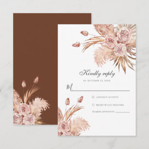 Botanical Pampas Grass Watercolor Floral RSVP Card