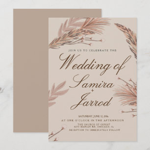 Botanical Pampas Natural Warm Botanical  Wedding Invitation