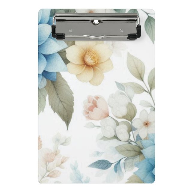 Botanical Pastel Blue Yellow Mini Clipboard (Front)