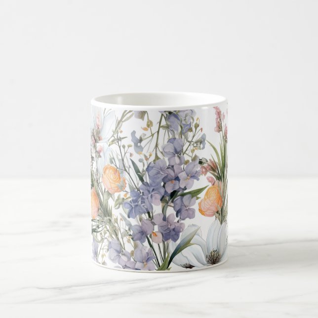 Botanical pastel colours wildflower summer floral coffee mug (Center)