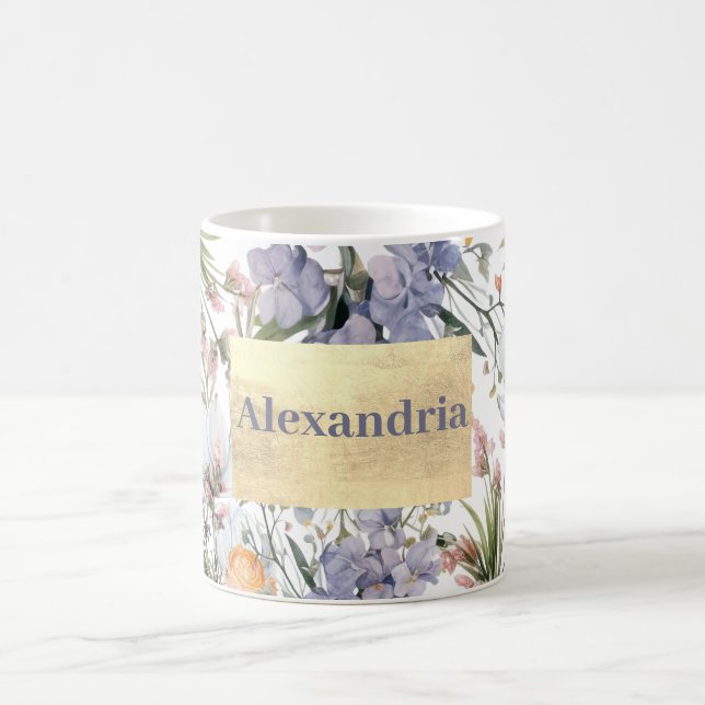Botanical pastel colours wildflower summer floral coffee mug (Center)