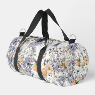 Botanical pastel colours wildflower summer floral duffle bag