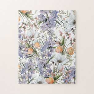 Botanical pastel colours wildflower summer floral jigsaw puzzle