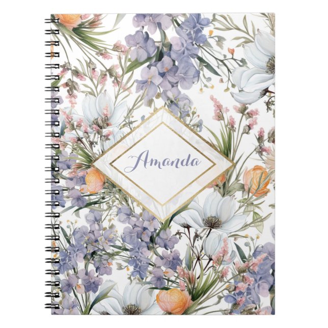 Botanical pastel colours wildflower summer floral notebook (Front)