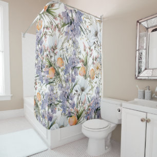 Botanical pastel colours wildflower summer floral shower curtain