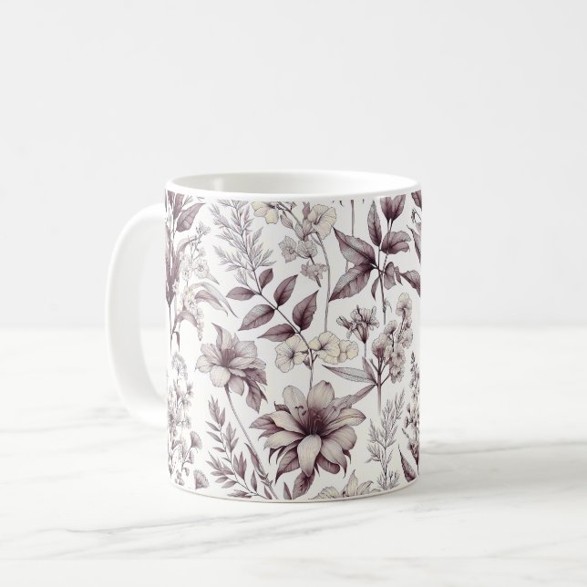 Botanical Pattern Coffee Mug (Front Left)