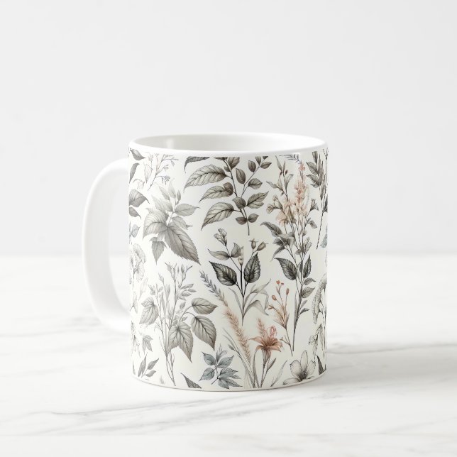 Botanical Pattern Coffee Mug (Front Left)