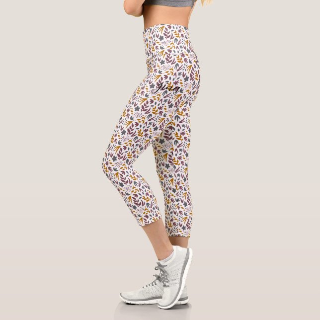 Botanical Pattern Customise Capri Leggings (Left)