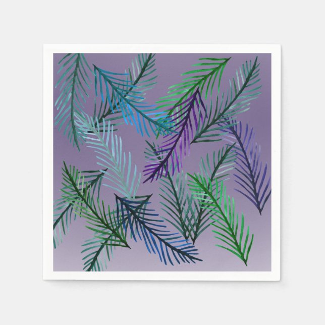 Botanical Pattern in Purple Paper Napkins (Front)