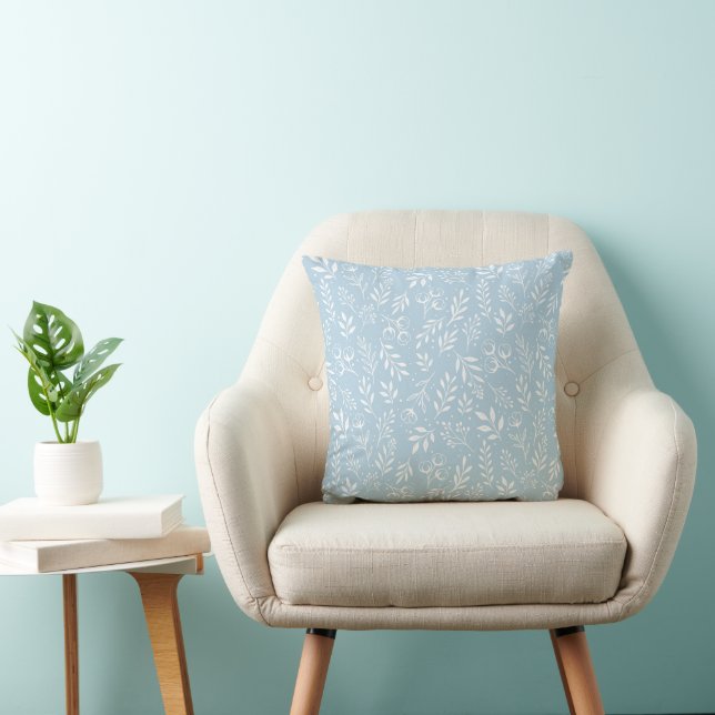 Botanical Pattern Light Blue - Throw Pillow (Chair)