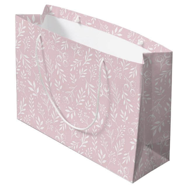 Botanical Pattern Light Pink - Large Gift Bag (Back Angled)