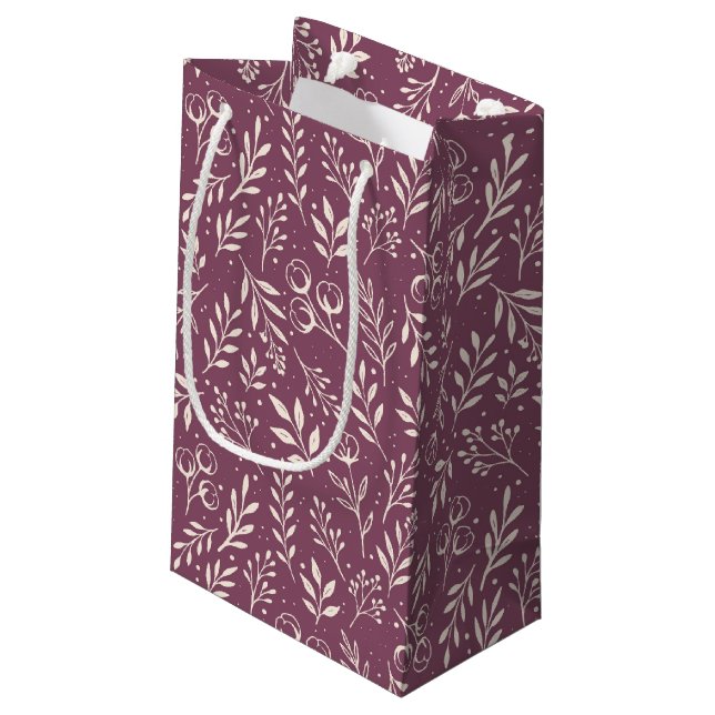 Botanical Pattern Muted Plum - Gift Bag (Back Angled)