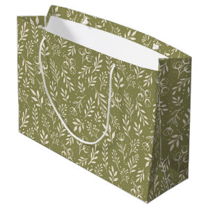 Botanical Pattern Olive Green - Large Gift Bag