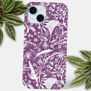 Botanical Pattern Purple iPhone 15 Case
