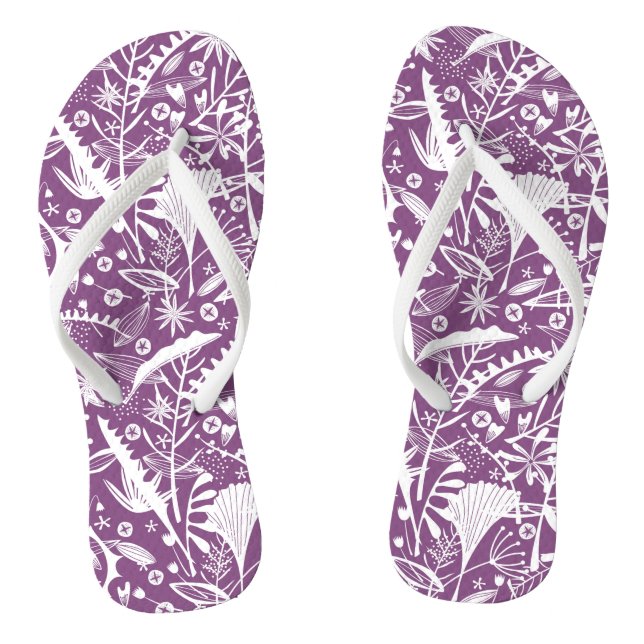 Botanical Pattern Purple Jandals (Footbed)