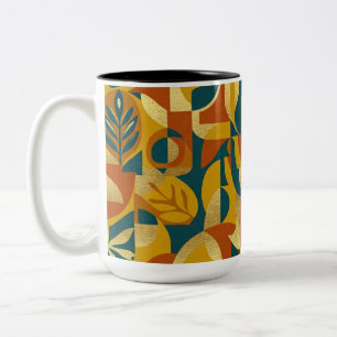Botanical Pattern Two-Tone Coffee Mug