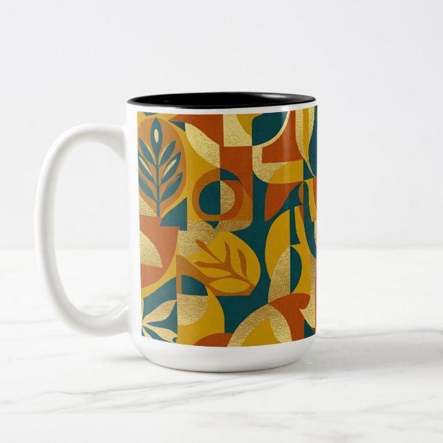 Botanical Pattern Two-Tone Coffee Mug (Left)
